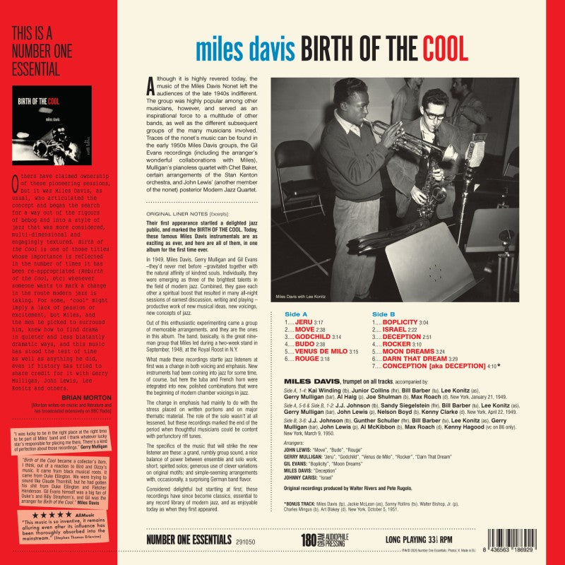 MILES DAVIS - BIRTH OF COOL WHITE VINYL