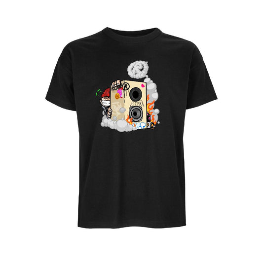 ELWA MEETS VOLUME-R SCHWARZES T-SHIRT MIT KASTENFUTTER