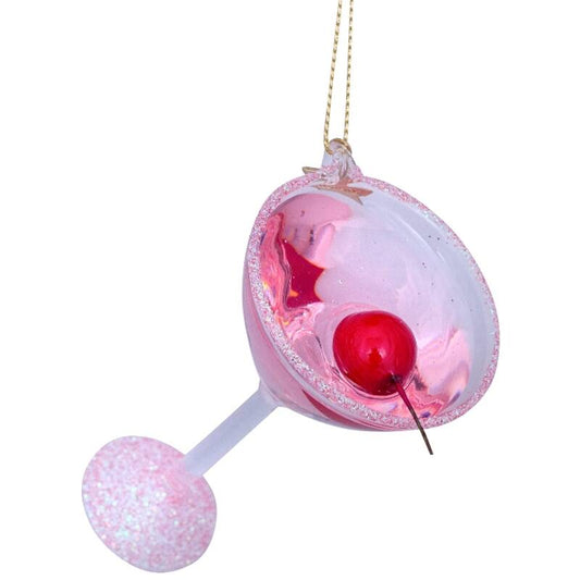 ONAMENT GLASS PINK COSMOPOLITAN  COCKTAIL H9.5cm