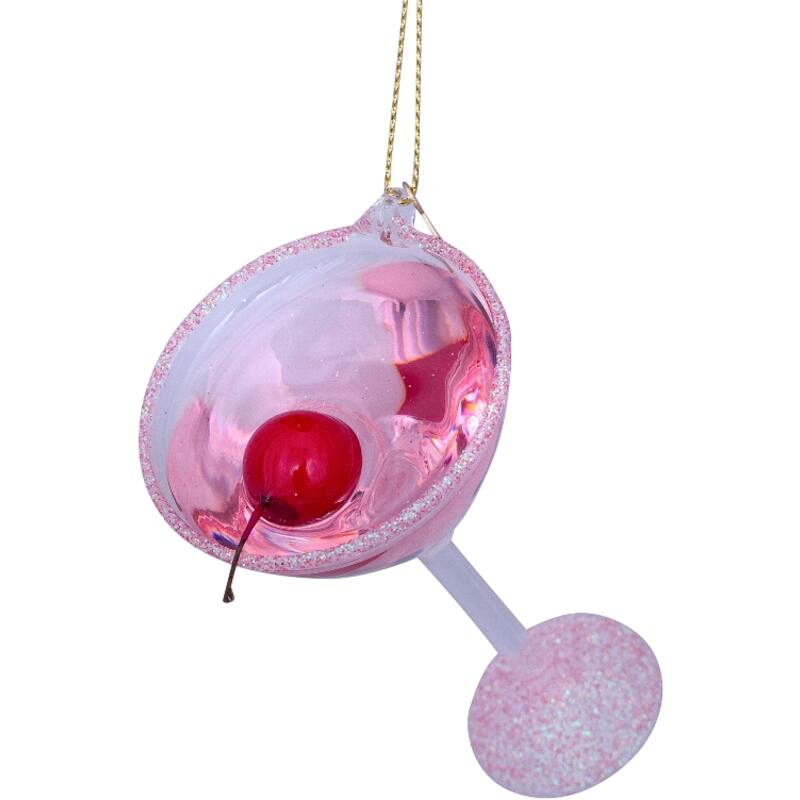 ONAMENT GLASS PINK COSMOPOLITAN  COCKTAIL H9.5cm