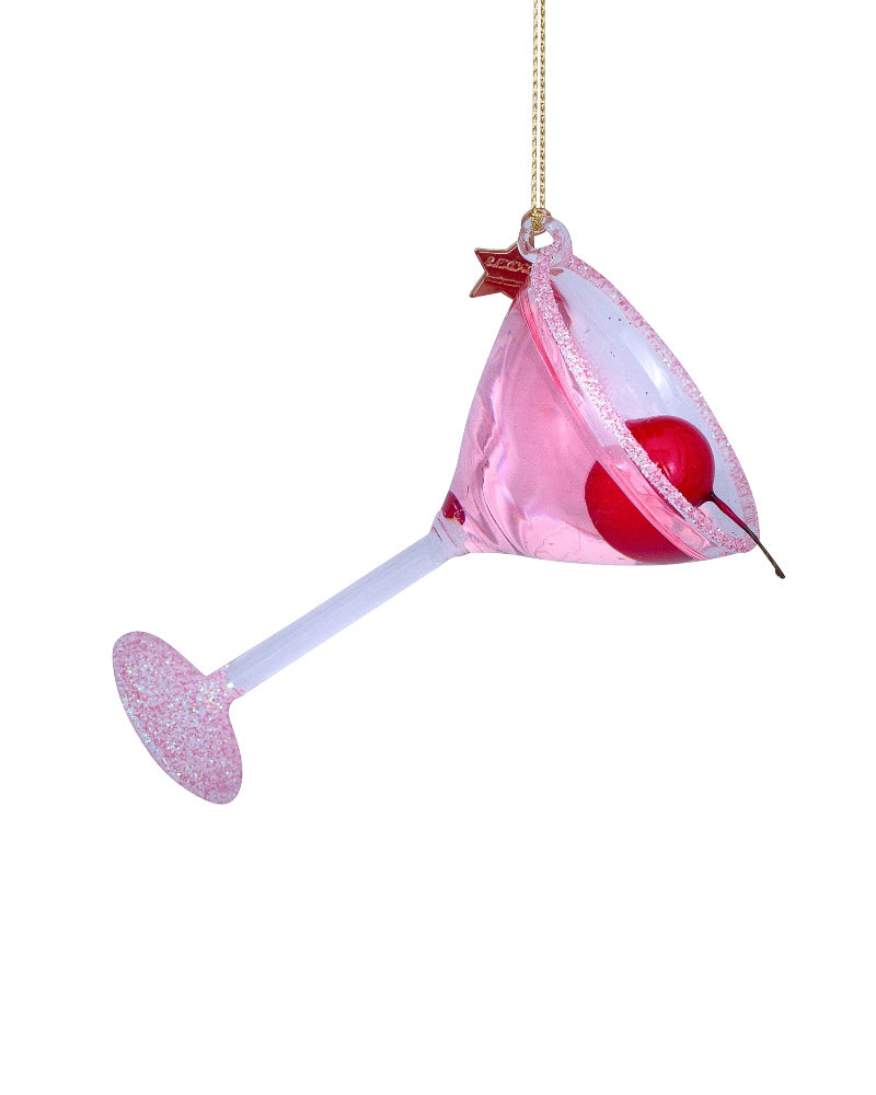 ONAMENT GLASS PINK COSMOPOLITAN  COCKTAIL H9.5cm