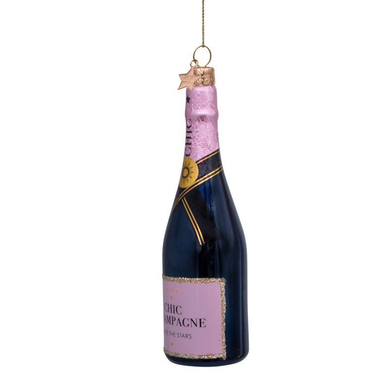 ORNAMENT PINK BOTTLE CHAMPAGNE  H13cm