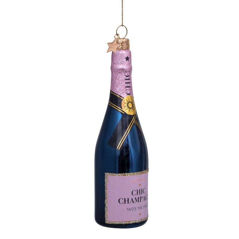 ORNAMENT PINK BOTTLE CHAMPAGNE  H13cm