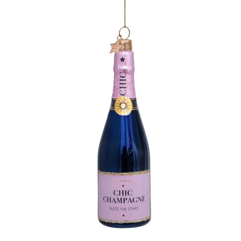 ORNAMENT PINK BOTTLE CHAMPAGNE  H13cm