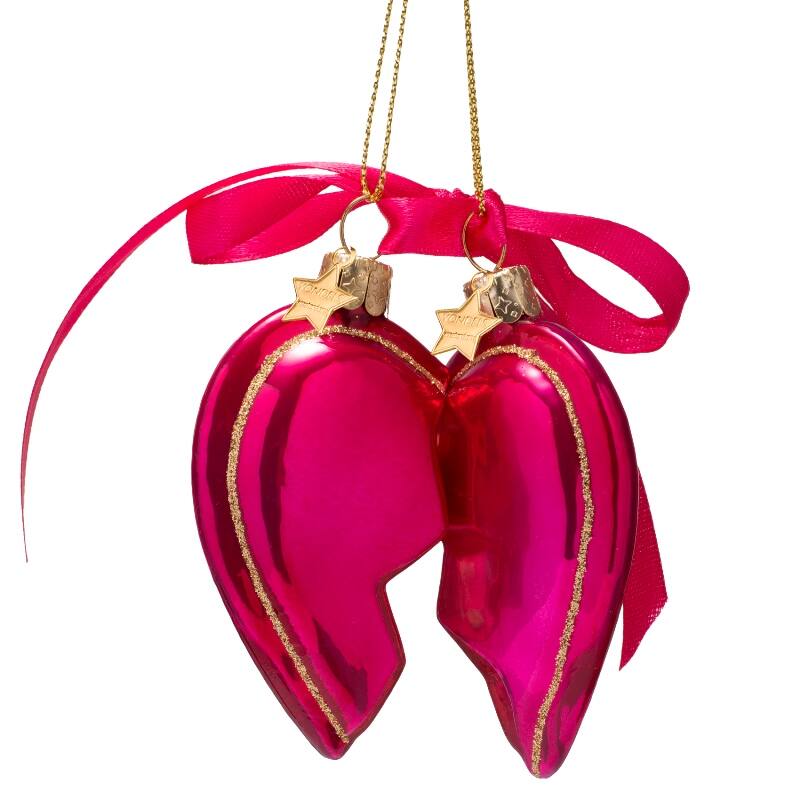 ORNAMENT GLASS RASBERRY PINK SET OF BEST FRIENDS H8