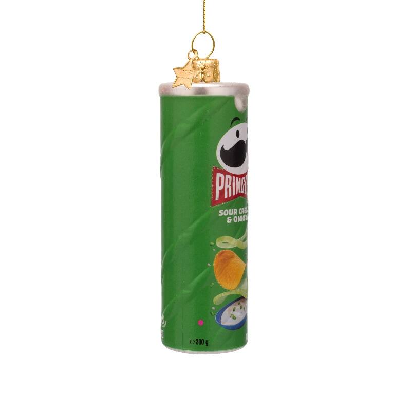 ORNAMENT GLASS OPAL  GREEN PRINGLES  H12cm