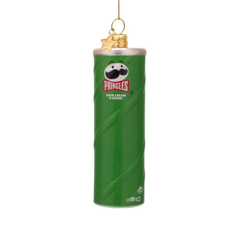 ORNAMENT GLASS OPAL  GREEN PRINGLES  H12cm