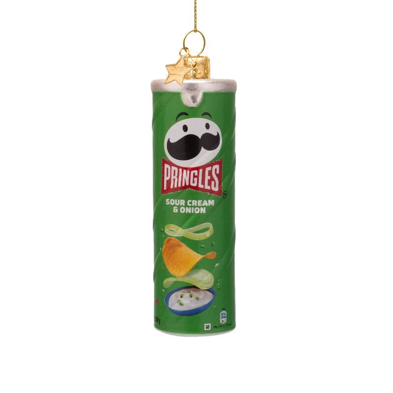 ORNAMENT GLASS OPAL  GREEN PRINGLES  H12cm