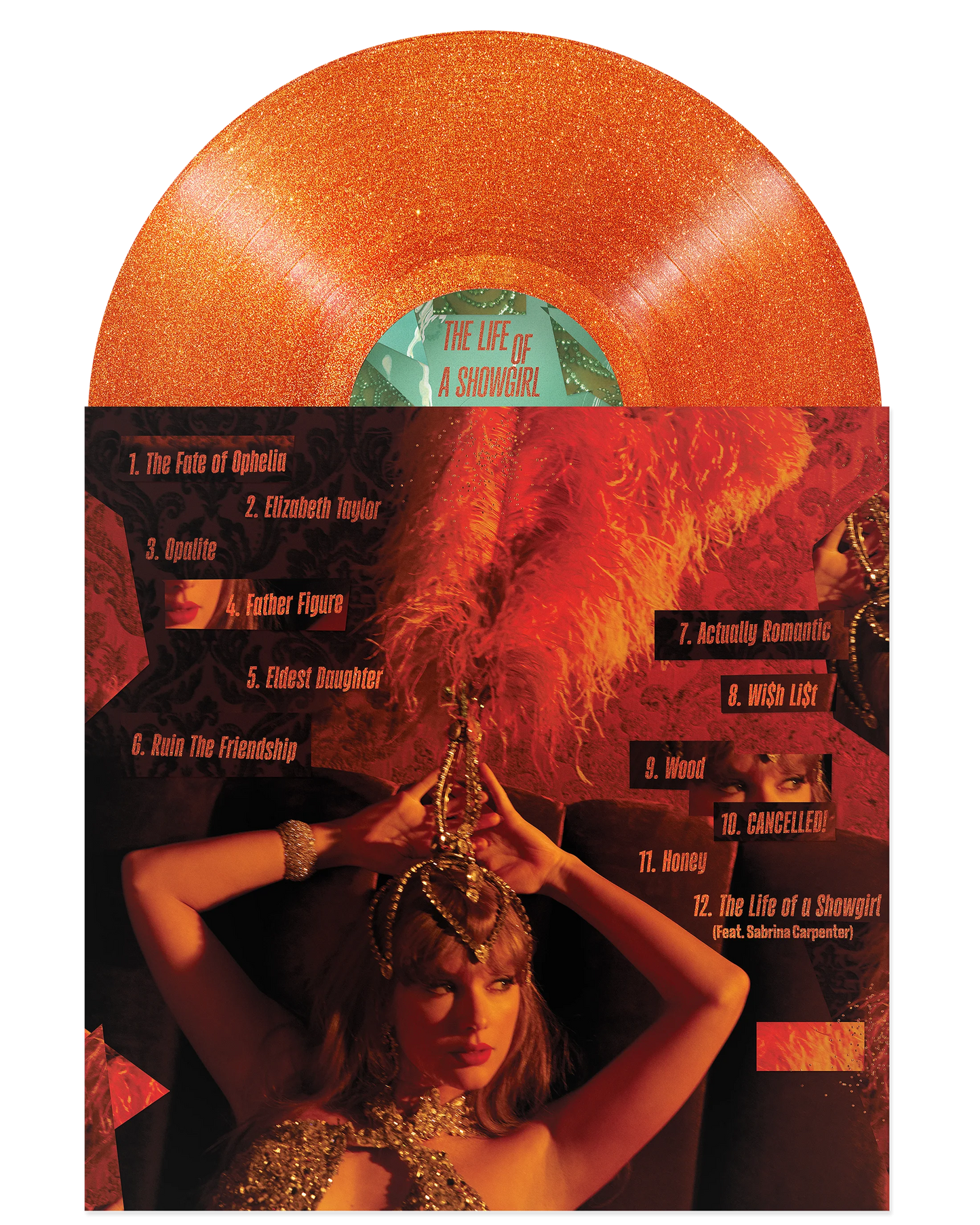 TAYLOR  SWIFT - THE LIFE OF A SHOWGIRLSWEAT AND VANILLA PERFUME PORTOFINO ORANGE GLITTER VINYL