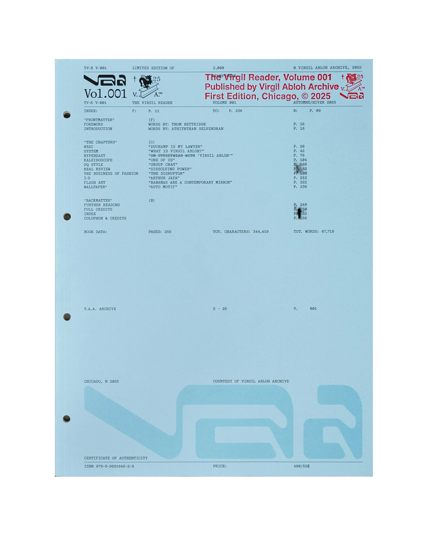 THE VIRGIL READER - VOLUME  001