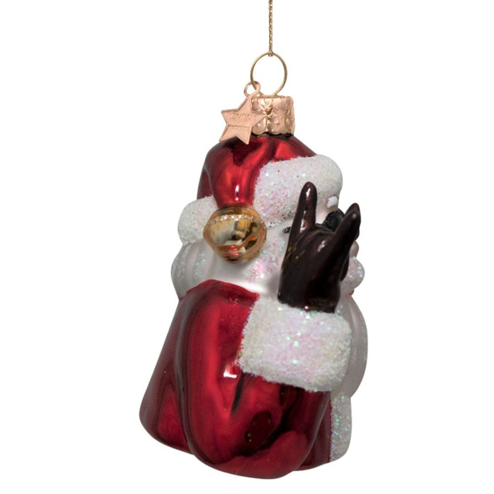 ORNAMENT GLASS RED OPAL COOL SANTA H9cm
