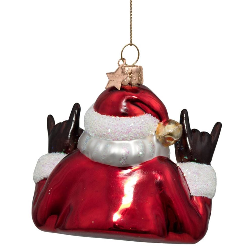 ORNAMENT GLASS RED OPAL COOL SANTA H9cm